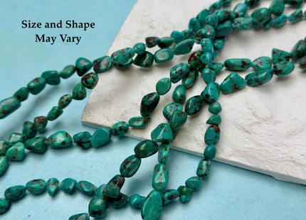 7-8x8-12 mm Natural Brown Blue Green Turquoise Gemstone Irregular Nugget Turquoise Beads #4838