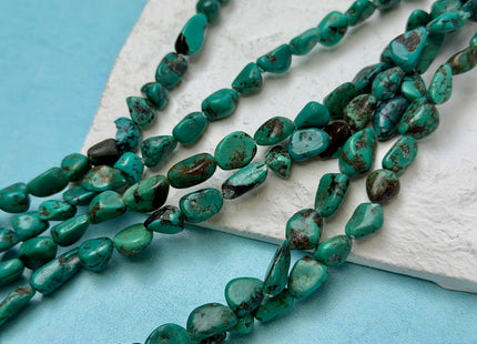 7-8x8-12 mm Natural Brown Blue Green Turquoise Gemstone Irregular Nugget Turquoise Beads #4838