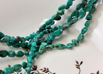 7-8x8-12 mm Natural Brown Blue Green Turquoise Gemstone Irregular Nugget Turquoise Beads #4838