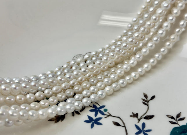 5-5.5 mm AA Natural White High Luster Freshwater Baroque Round Baby Edison Pearl #P3466