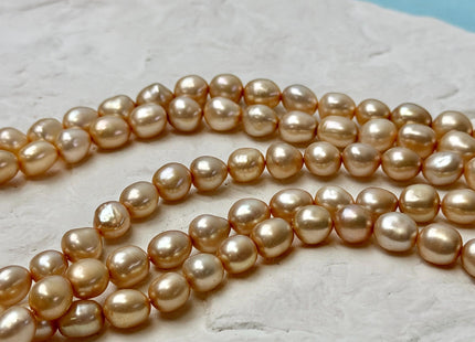 6-7x7-8 mm AAA Champagne Orange Color Freshwater Pearl Potato Rice Nugget Pearls Beads #P1833