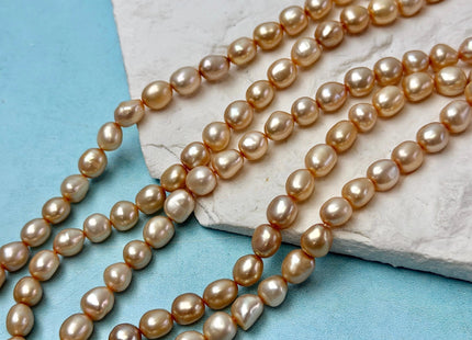 6-7x7-8 mm AAA Champagne Orange Color Freshwater Pearl Potato Rice Nugget Pearls Beads #P1833