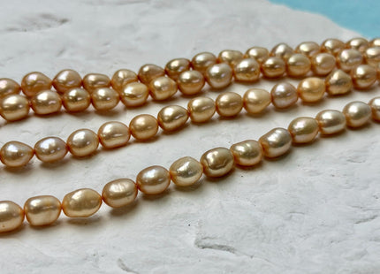 6-7x7-8 mm AAA Champagne Orange Color Freshwater Pearl Potato Rice Nugget Pearls Beads #P1833