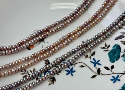 5 mm AAA Natural Mauve Pink Button Pearl Freshwater Seed Pearl Beads 14.5 Inch Strand #P3513