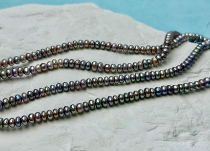 5 mm AAA Natural Mauve Pink Button Pearl Freshwater Seed Pearl Beads 14.5 Inch Strand #P3513