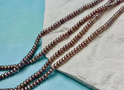 5 mm AAA Natural Mauve Pink Button Pearl Freshwater Seed Pearl Beads 14.5 Inch Strand #P3513