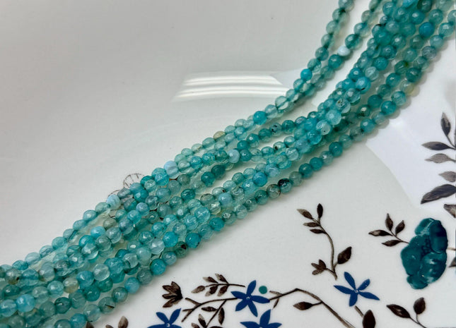 4mm Faceted Round Multi Blue Agate Gemstone Beads 14 Inch Strand #4875