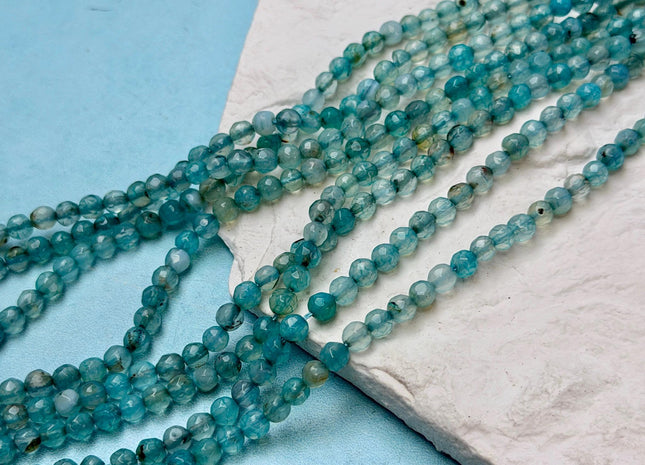 4mm Faceted Round Multi Blue Agate Gemstone Beads 14 Inch Strand #4875