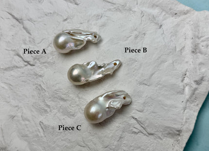 One-Of-A-Kind AAA Rare Natural White Baroque Large 2.2mm Hole Top Drilled Pearl Beads High Luster Jumbo Size Pearl #P3463