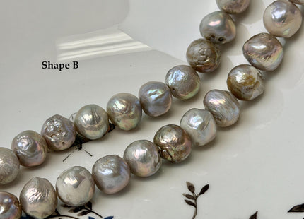 11-14 mm Gray Edison Baroque Off Round Freshwater Pearl Beads With Gold Sheen B Grade #P3465