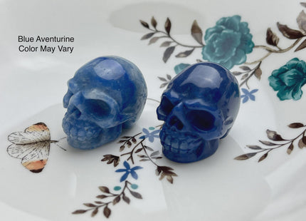 1.5 Inch Hand Carved Gemstone Skull Home Decorations, Mini Skull Art Collectibles Figurines, Healing Gemstones, Skull Decor #4000-C