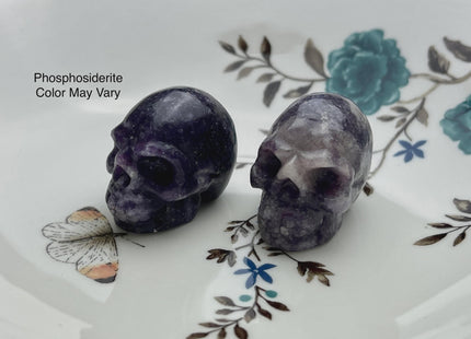 1.5 Inch Hand Carved Gemstone Skull Home Decorations, Mini Skull Art Collectibles Figurines, Healing Gemstones, Skull Decor #4000-C
