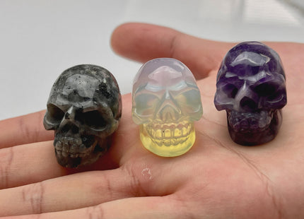 1.5 Inch Hand Carved Gemstone Skull Home Decorations, Mini Skull Art Collectibles Figurines, Healing Gemstones, Skull Decor #4000-C