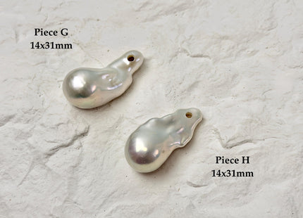 One-Of-A-Kind AAA Rare Natural White Baroque Large 2.2mm Hole Top Drilled Pearl Beads High Luster Jumbo Size Pearl #P3463
