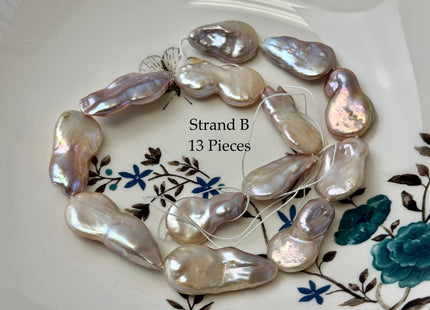 One-Of-A-Kind AA Natural Pink Baroque Jumbo Thick Coin Pearls 14.5 Inches Strand #P3502