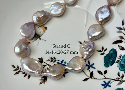 One-Of-A-Kind AA Natural Pink Baroque Jumbo Thick Coin Pearls 14.5 Inches Strand #P3502