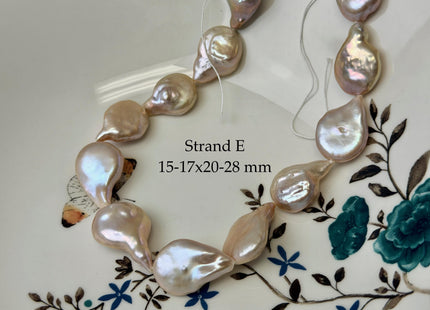 One-Of-A-Kind AA Natural Pink Baroque Jumbo Thick Coin Pearls 14.5 Inches Strand #P3502