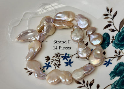 One-Of-A-Kind AA Natural Pink Baroque Jumbo Thick Coin Pearls 14.5 Inches Strand #P3502