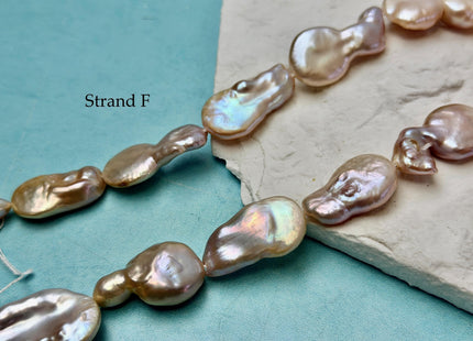 One-Of-A-Kind AA Natural Pink Baroque Jumbo Thick Coin Pearls 14.5 Inches Strand #P3502