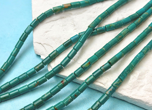 4x6 mm Natural Turquoise Tube Shape Gemstone 15.5 Inches Strand 63 Beads #4863