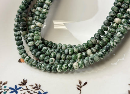 4x6 mm Smooth Rondelle Green Spot Jasper Gemstone Beads 15 Inches Strand 85 Beads #4836