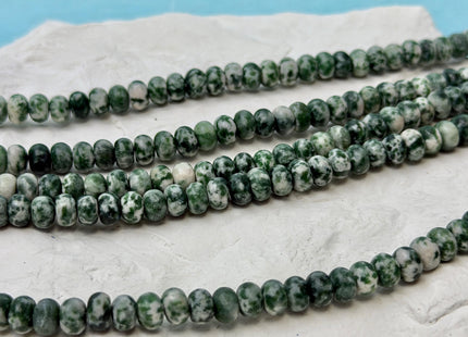4x6 mm Smooth Rondelle Green Spot Jasper Gemstone Beads 15 Inches Strand 85 Beads #4836