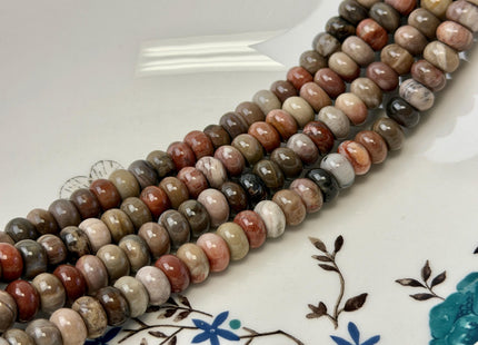 5x8 mm Smooth Rondelle Natural Petrified Wood Taupe Beige Brown Color Gemstone 15.5 Inches Strand 77 Beads #4854