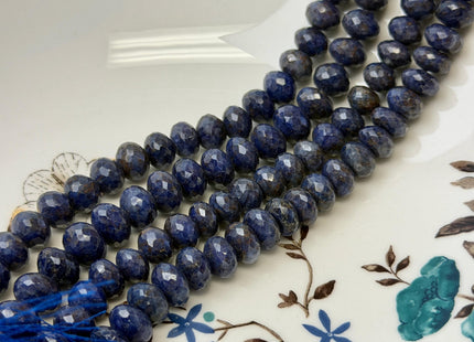6x8-10 mm Faceted Rondelle Dark Lapis Gemstone Beads 7.5 Inches Strand 33 Beads #4855