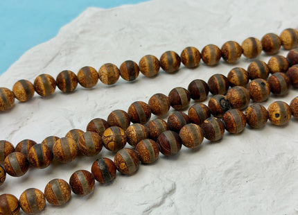 8mm DZI Tibetan Agate Smooth Round Multi Brown Color Agate Gemstone Loose Beads 14 Inches Strand 45 Beads #4856