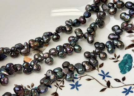7x10-12 mm Peacock Peanut Shape Top Drilled Freshwater Pearls 16 Inches Strand 66 Beads #P3503