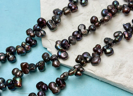 7x10-12 mm Peacock Peanut Shape Top Drilled Freshwater Pearls 16 Inches Strand 66 Beads #P3503