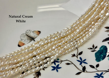 3-3.5x4-5 mm AA Natural White Rice Nugget Tiny Freshwater Seed Pearls Beads 14 Inch Strand #P3473