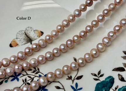 7-7.5 mm AA Natural Mauve Peach Pink Potato Freshwater Pearls High Luster 57 Beads #P3515