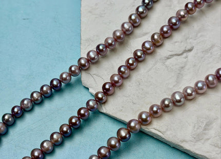 7-7.5 mm AA Natural Mauve Peach Pink Potato Freshwater Pearls High Luster 57 Beads #P3515