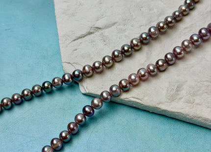 7-7.5 mm AA Natural Mauve Peach Pink Potato Freshwater Pearls High Luster 57 Beads #P3515