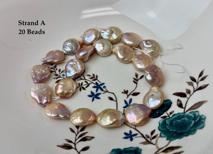 One-Of-A-Kind 15-18x18-28mm Natural Seaweed Mauve Pink Color Freshwater Coin Pearls High Luster Thick Coin Beads B Grade #P3516
