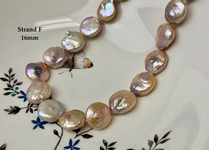 One-Of-A-Kind 15-18x18-28mm Natural Seaweed Mauve Pink Color Freshwater Coin Pearls High Luster Thick Coin Beads B Grade #P3516