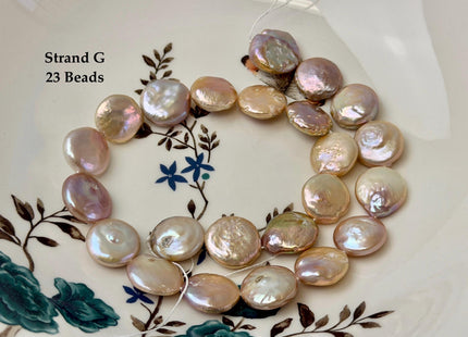 One-Of-A-Kind 15-18x18-28mm Natural Seaweed Mauve Pink Color Freshwater Coin Pearls High Luster Thick Coin Beads B Grade #P3516