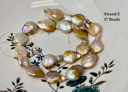 One-Of-A-Kind 15-18x18-28mm Natural Seaweed Mauve Pink Color Freshwater Coin Pearls High Luster Thick Coin Beads B Grade #P3516