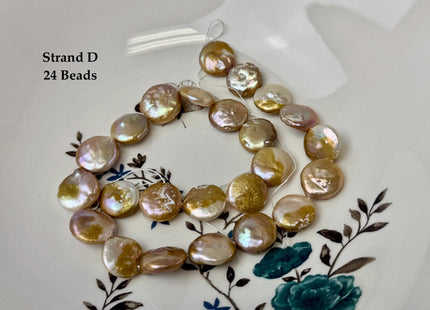 One-Of-A-Kind 15-18x18-28mm Natural Seaweed Mauve Pink Color Freshwater Coin Pearls High Luster Thick Coin Beads B Grade #P3516
