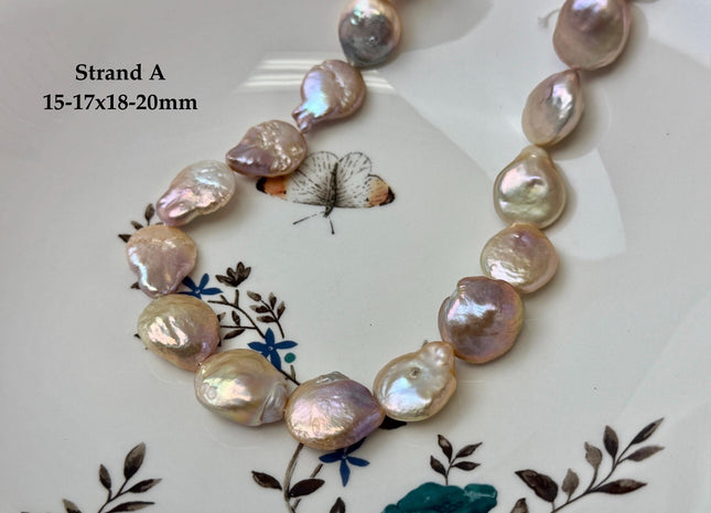 One-Of-A-Kind 15-18x18-28mm Natural Seaweed Mauve Pink Color Freshwater Coin Pearls High Luster Thick Coin Beads B Grade #P3516