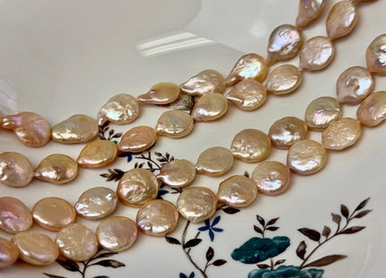 15-16 mm Natural Orange Peach Pink Freshwater Pearls Round Tear Drop Coin Pearl Beads 15 Inch Strand B Grade #P3517