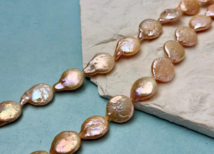 15-16 mm Natural Orange Peach Pink Freshwater Pearls Round Tear Drop Coin Pearl Beads 15 Inch Strand B Grade #P3517