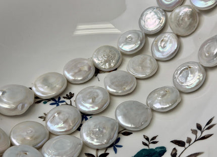 15-23mm Natural White Large Coin Freshwater Pearl Beads Large Size Flat Coin Pearls #1709