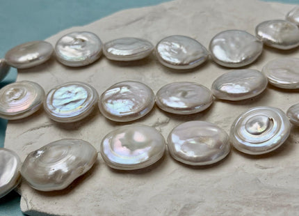 15-23mm Natural White Large Coin Freshwater Pearl Beads Large Size Flat Coin Pearls #1709