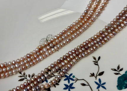 5 mm Natural Mauve Pink Button Pearl Freshwater Seed Pearl Beads 14 Inch Strand #P3518