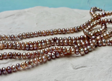 5 mm Natural Mauve Pink Button Pearl Freshwater Seed Pearl Beads 14 Inch Strand #P3518