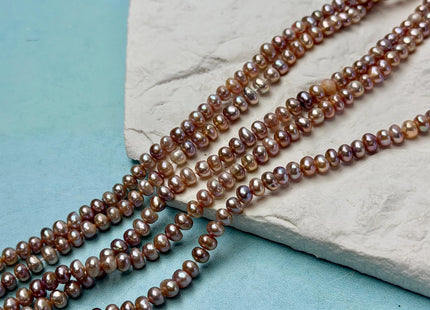 5 mm Natural Mauve Pink Button Pearl Freshwater Seed Pearl Beads 14 Inch Strand #P3518