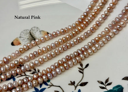 5 mm Natural Mauve Pink Button Pearl Freshwater Seed Pearl Beads 14 Inch Strand #P3518