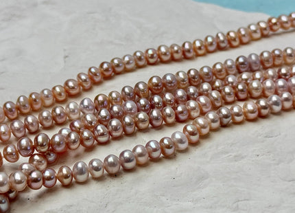5 mm AAA Natural Blush Pink Button Pearl Freshwater Seed Pearls 15 Inch Strand 100 Beads #P3519